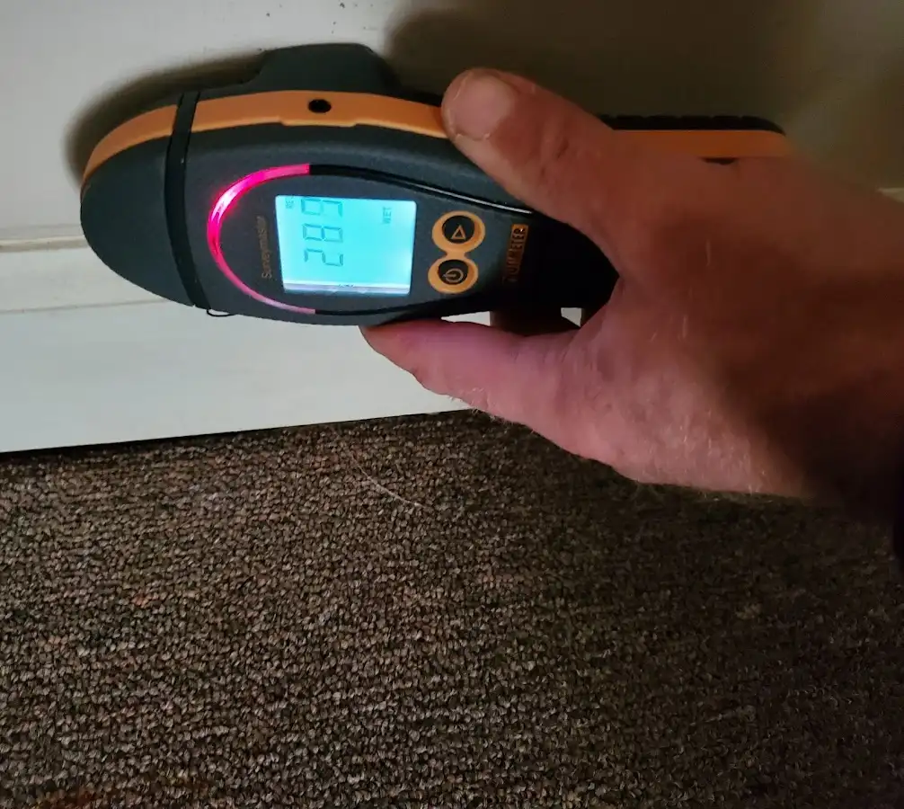 Moisture detection at baseboard during Burst Pipe Cleanup in North Brunswick
